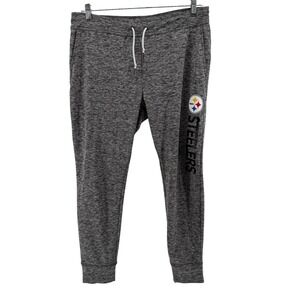 NFL Team Apparel Pittsburgh Steelers Gray Space Dye Jogger Sweatpants Womens XL